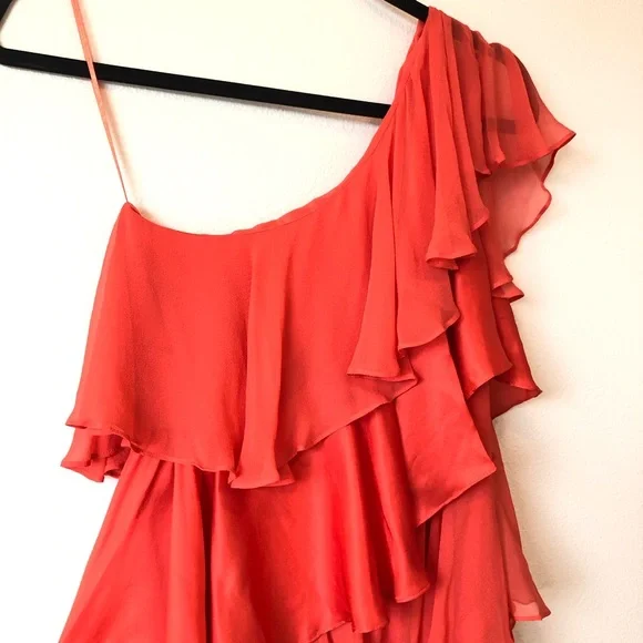 NWT Halston Heritage Orange 100% Silk Mini Dress Size 6 - Picture 3 of 10